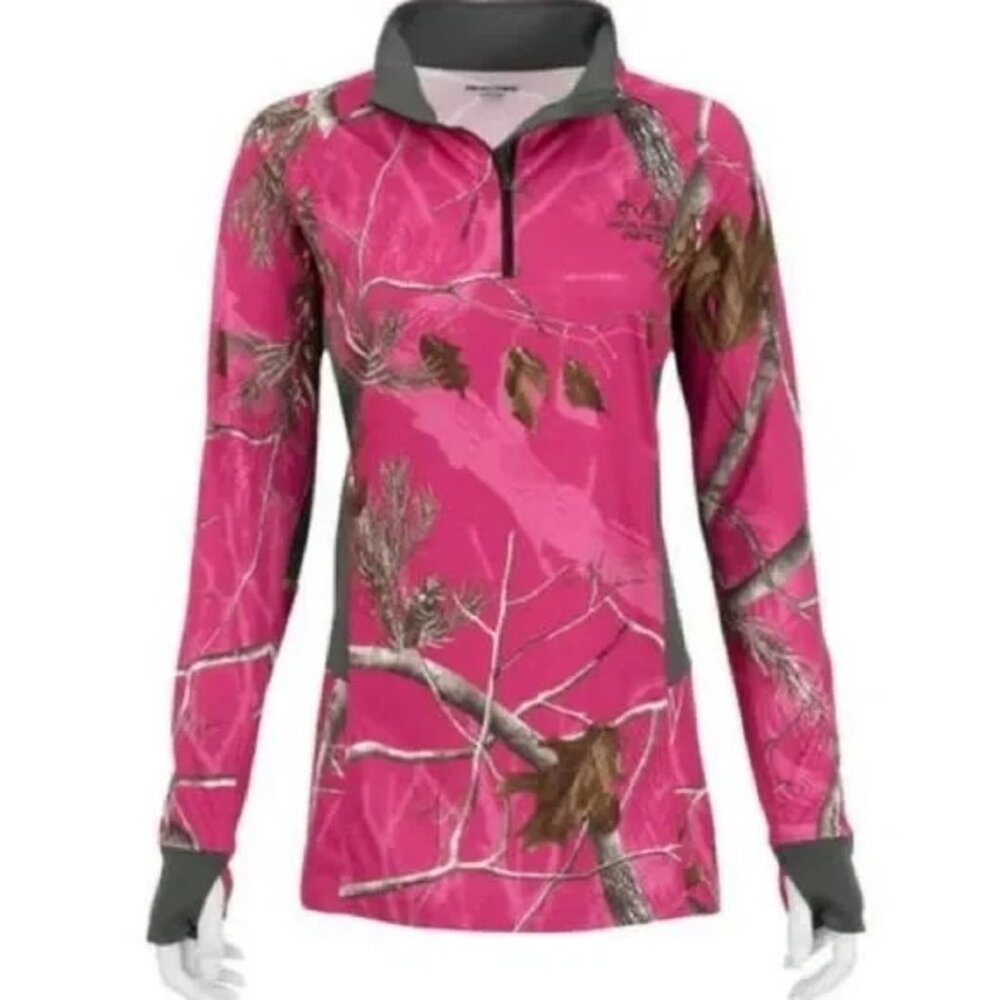 Realtree APC Pink Camo Quarter Zip Fleece Lined Top